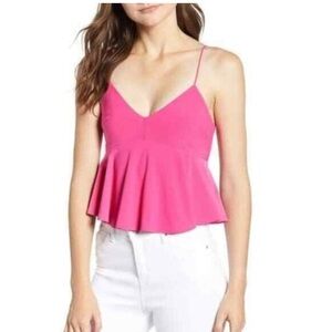✨Leith hot pink spaghetti strap peplum top Size M